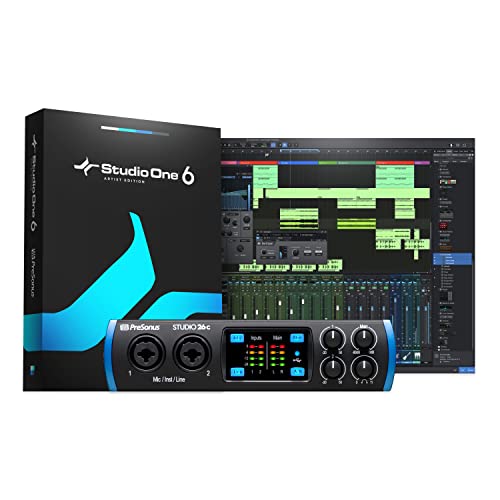 PreSonus Studio 26c 2x4, 192 kHz, USB Audio Interface with Studio One Artist and Ableton Live Lite DAW Recording Software PreSonus Studio 26c 2x4, 192 kHz, USB Audio Interface with Studio One Artist and Ableton Live Lite DAW Recording Software